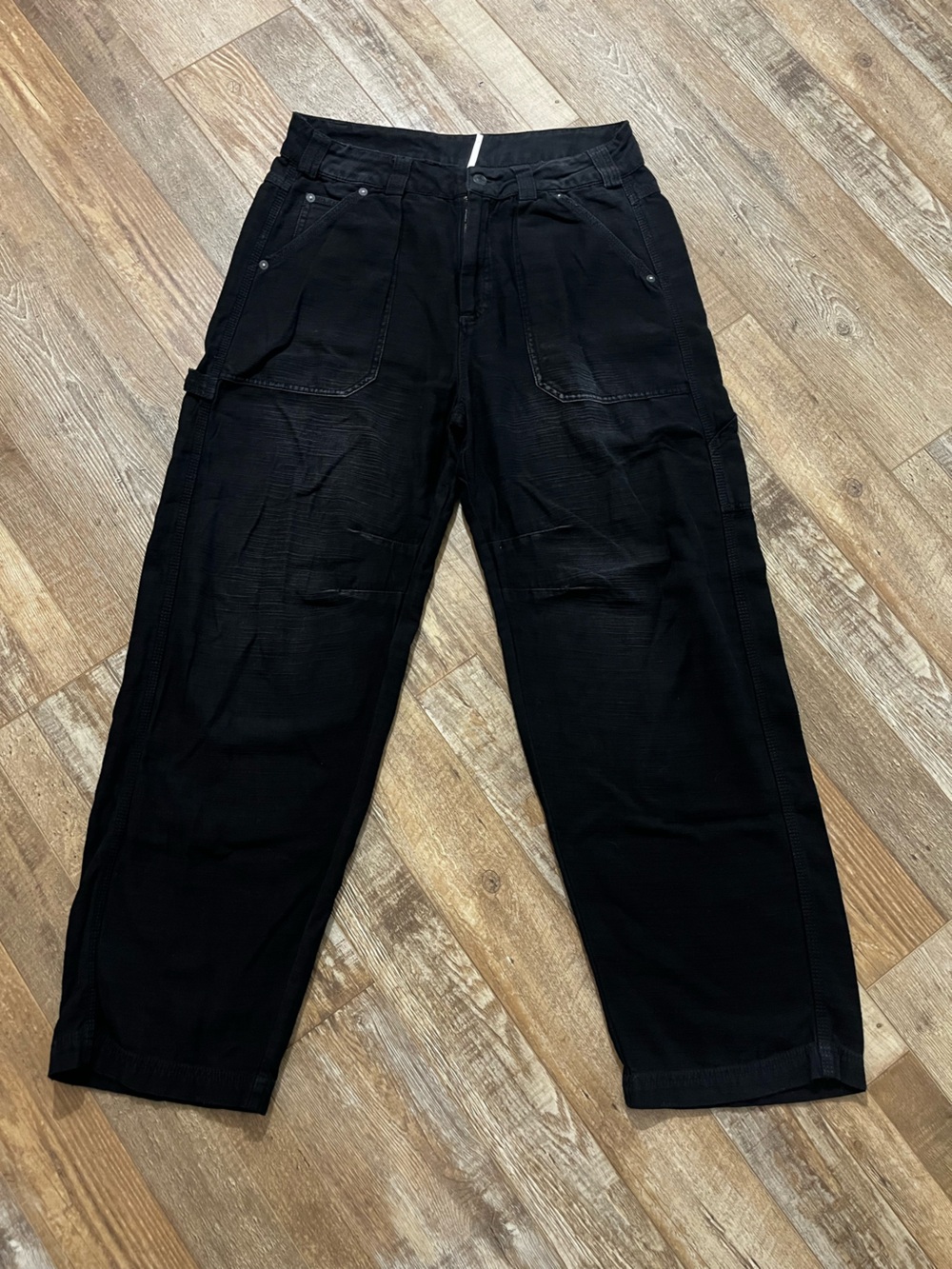 Free People Black Denim Carpenter Pants Utility Wide Leg Slouchy [Size]